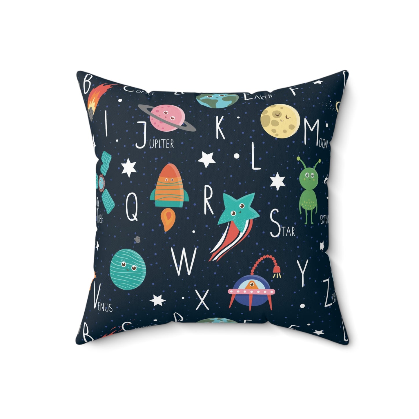 Space Alphabet Spun Polyester Square Pillow
