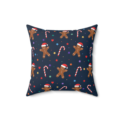 Gingerbread and Candy Canes Spun Polyester Square Pillow
