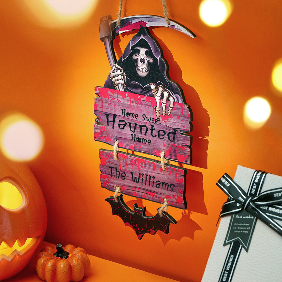 Personalized Death Scythe Halloween Door Sign