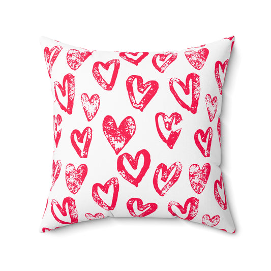 Lovely Hearts Spun Polyester Square Pillow with Insert