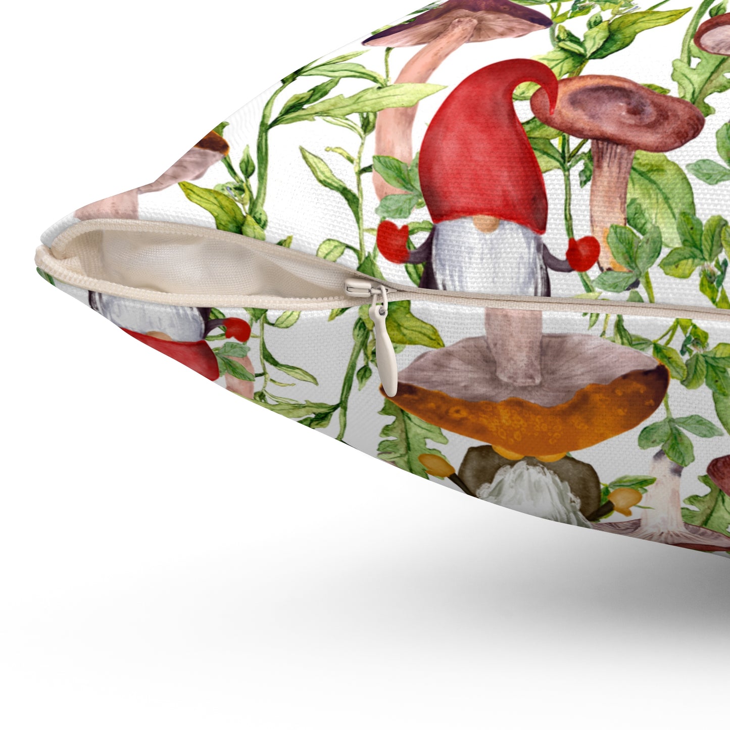 Gnomes and Mushrooms Spun Polyester Square Pillow