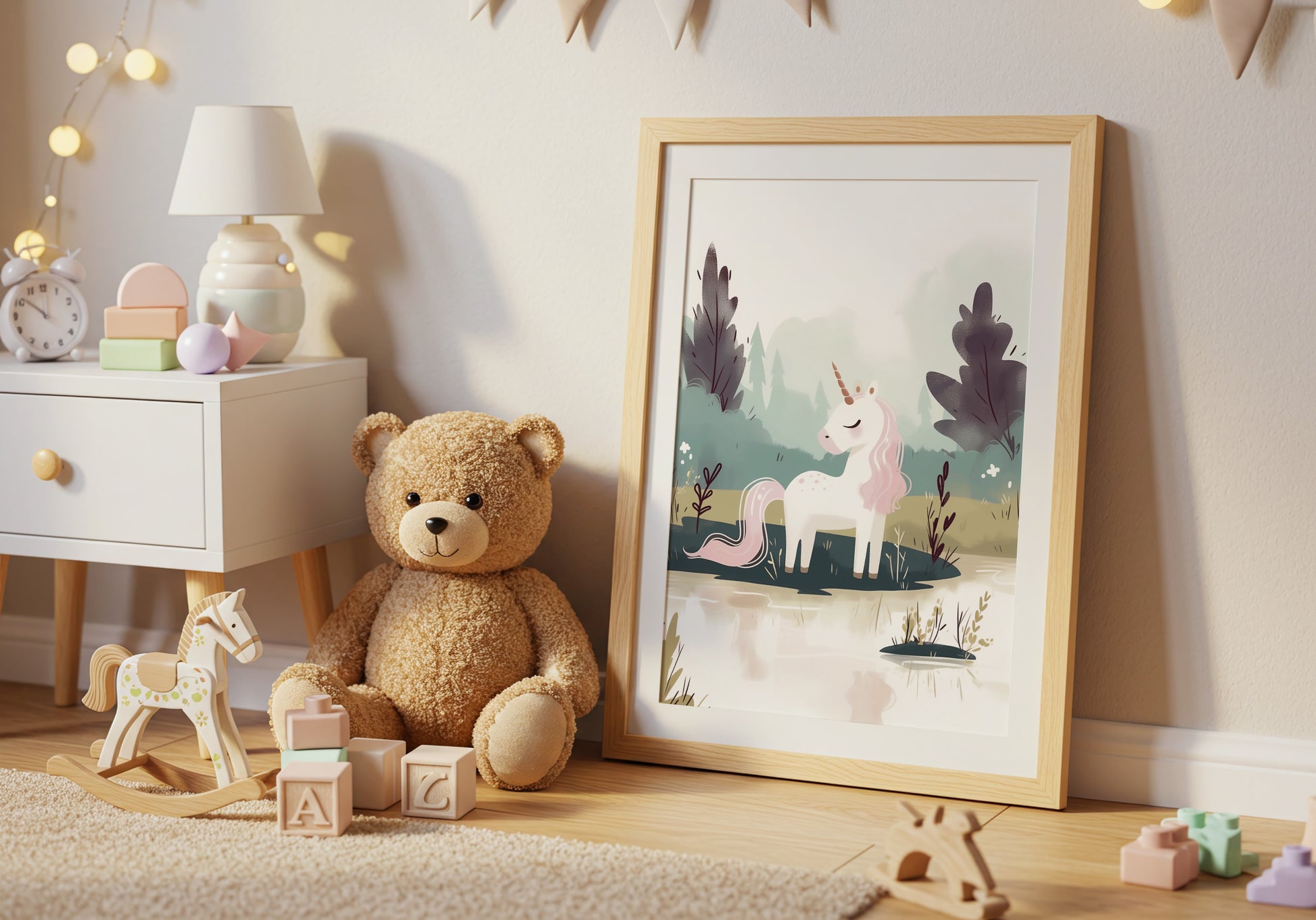Magical Unicorn Landscape Artwork for Nursery product