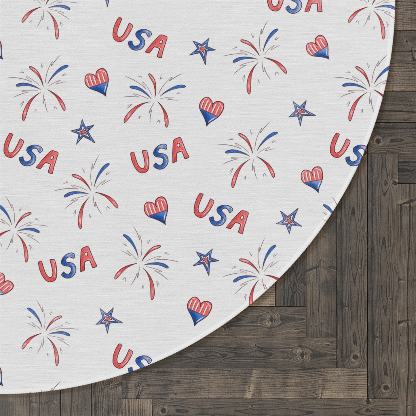 Hearts and Fireworks Round Rug