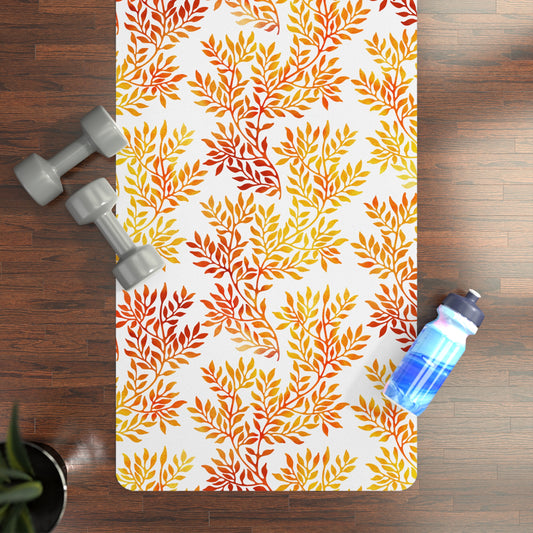 Fall Red and Orange Leaves Rubber Yoga Mat
