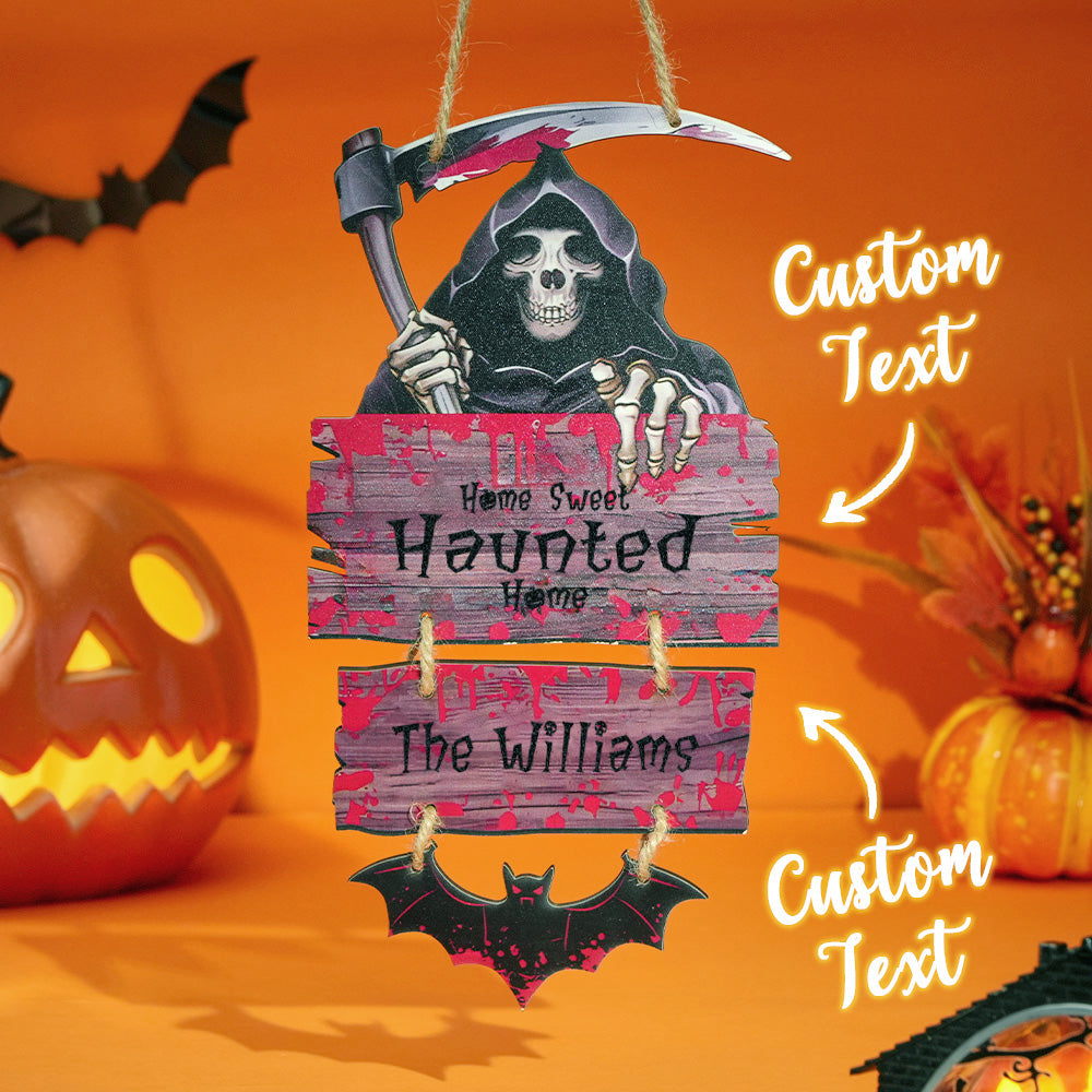 Personalized Death Scythe Halloween Door Sign