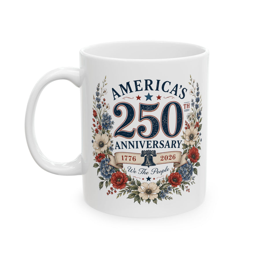 America's 250th Anniversary Floral Wreath Mug