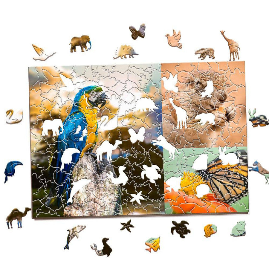 Personalized Photo Wood Jigsaw Puzzle with Animal-Shaped Pieces