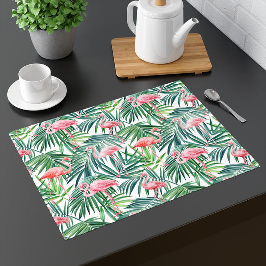 Pink Flamingos and Palm Leaves Placemat