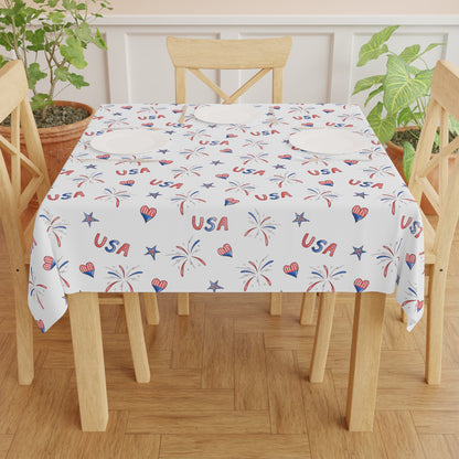 Hearts and Fireworks Tablecloth