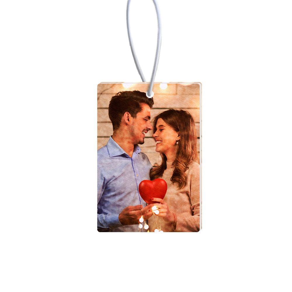 Custom Photo Car Air Freshener - Personalized Rearview Mirror Scent