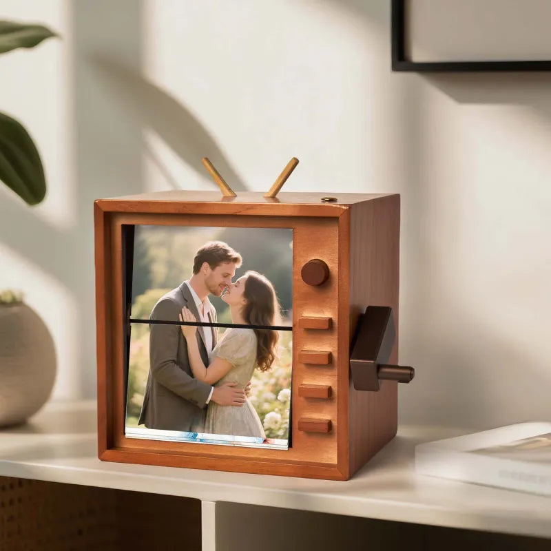 Lighted Hand-Crank Photo Flipbook Frame - Personalized Memory Display