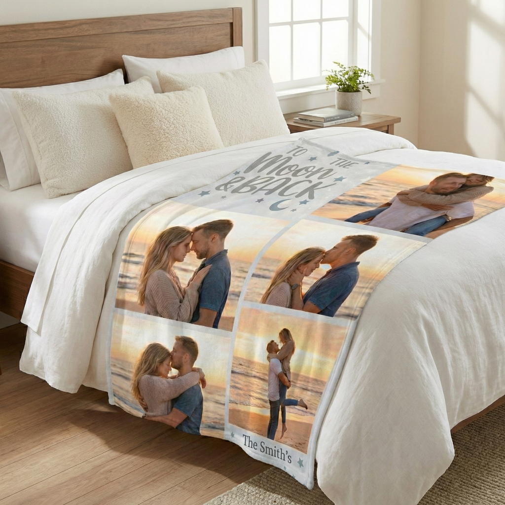 Personalized Photo Blanket for Couples - Custom Memory Throw
