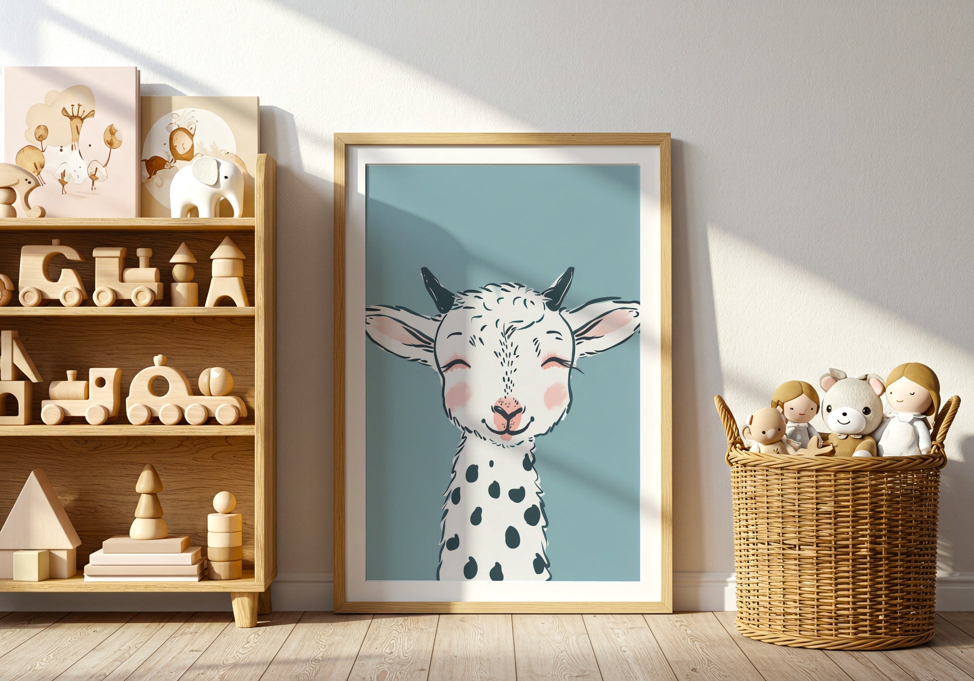 Adorable Smiling Goat Kids Room Wall Art Decor product