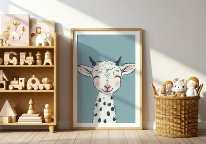 Adorable Smiling Goat Kids Room Wall Art Decor product