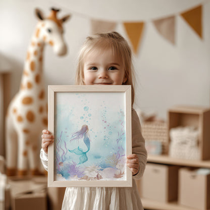 Adorable Mermaid Wall Art for Kids Room Decor product