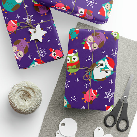 Owls and Snowflakes Gift Wrap Paper