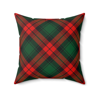 Red and Green Tartan Plaid Spun Polyester Square Pillow