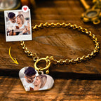 Personalized Photo Bracelet with Heart Pendant - Custom Charm Jewelry