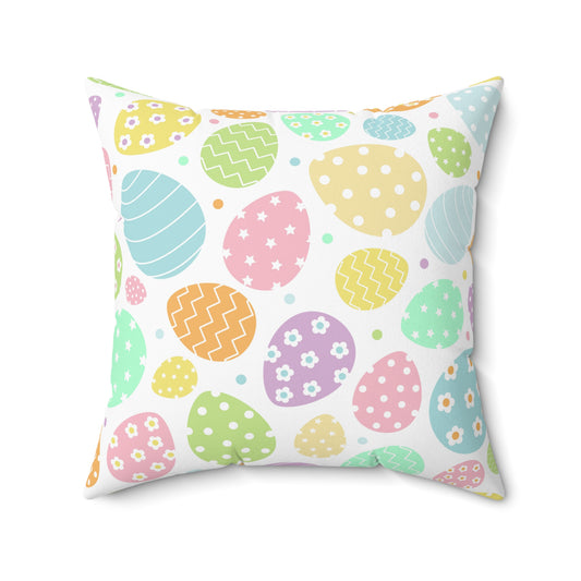 Colorful Easter Eggs Spun Polyester Square Pillow