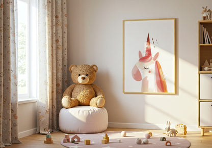 Unicorn Artwork and Teddy Bear in Cozy Room product
