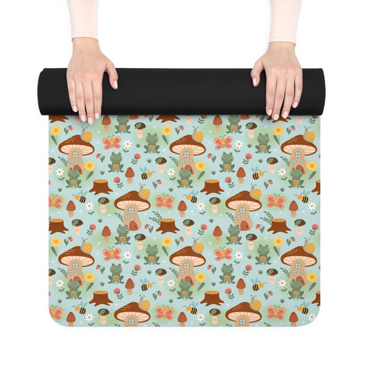Frogs and Mushrooms Rubber Yoga Mat