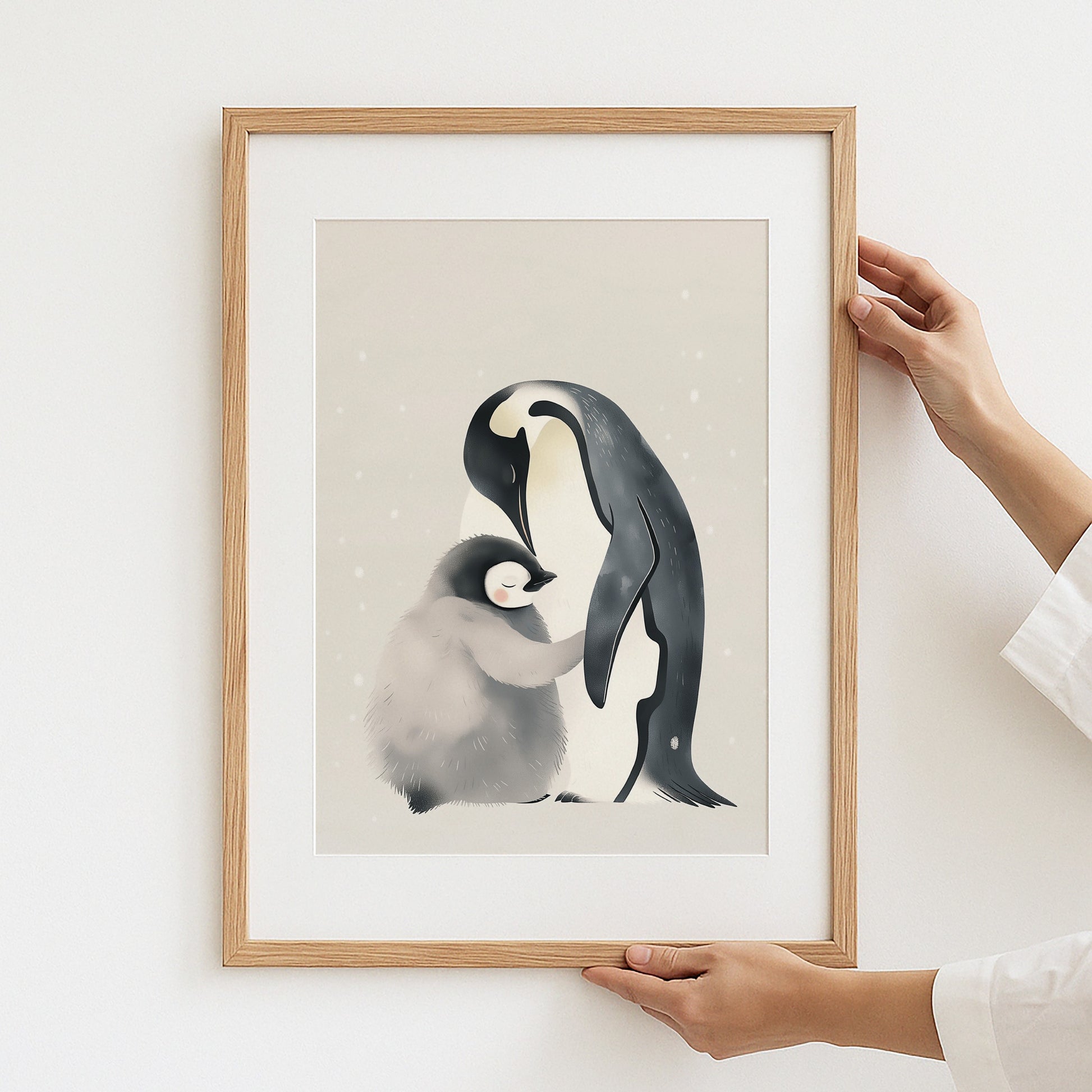Penguin Parent and Baby Art Print Frame product