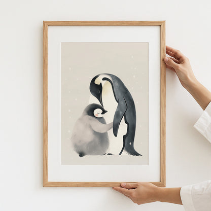 Penguin Parent and Baby Art Print Frame product