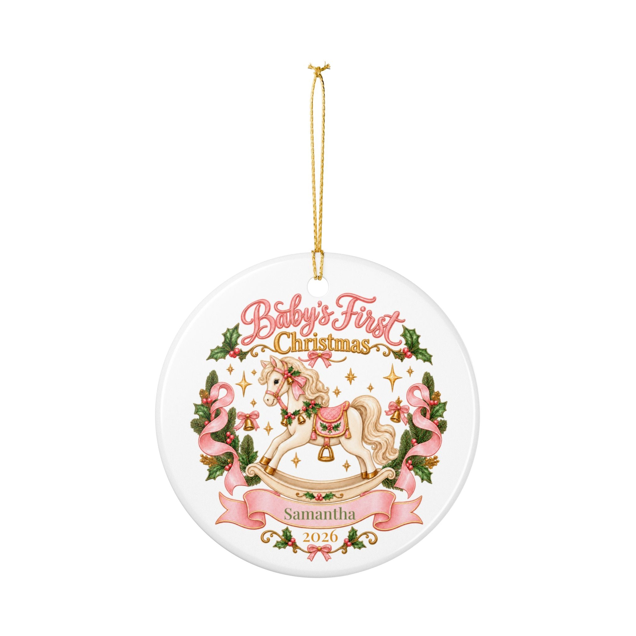 Personalized Baby's First Christmas Ornament - Rocking Horse