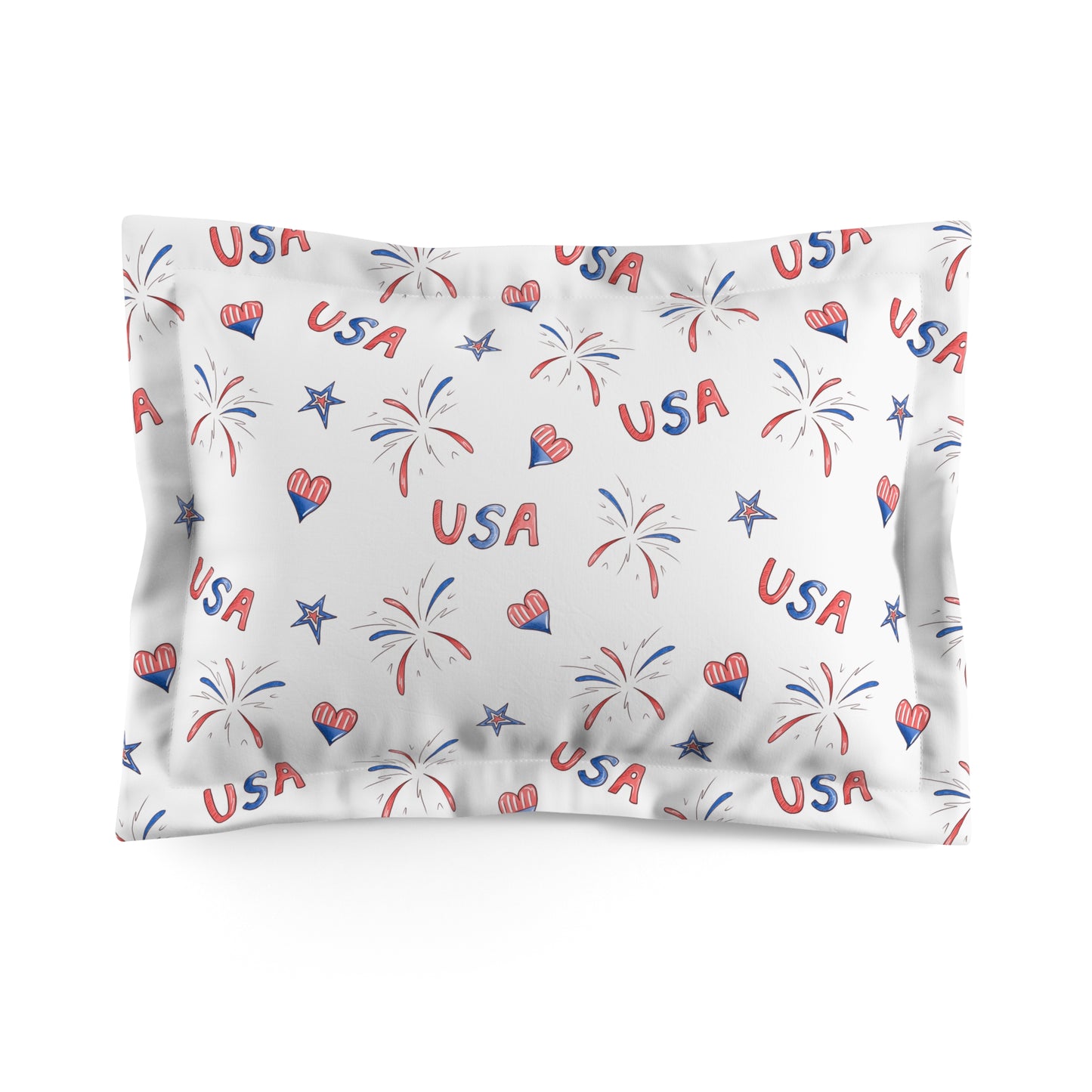 Hearts and Fireworks Microfiber Pillow Sham