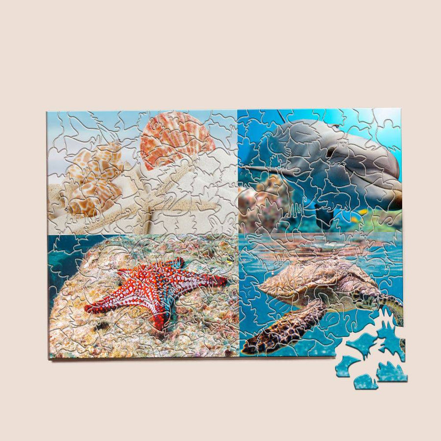Personalized Photo Wood Jigsaw Puzzle with Animal-Shaped Pieces
