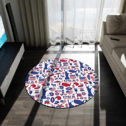 All American Red and Blue Round Rug