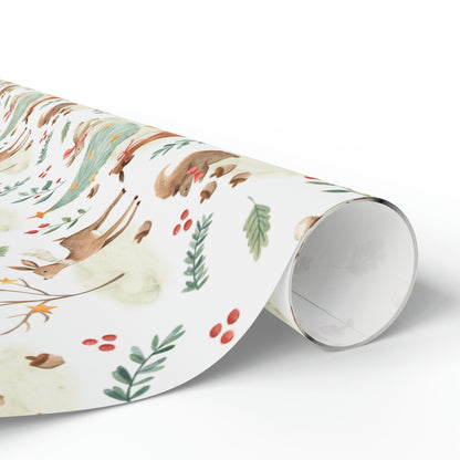 Christmas Woodland Animals Gift Wrap Paper