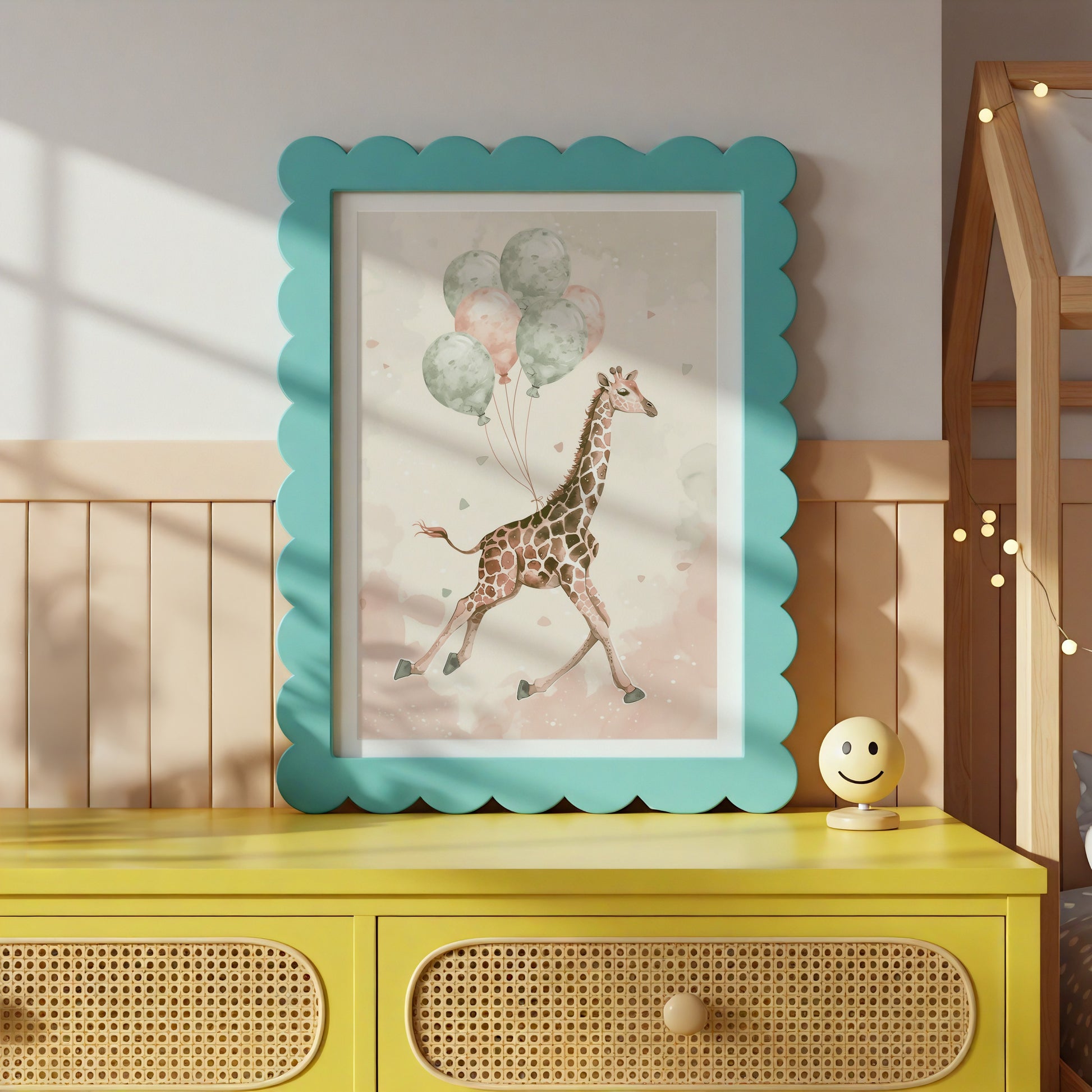 Giraffe with Balloons Pastel Nursery Art product