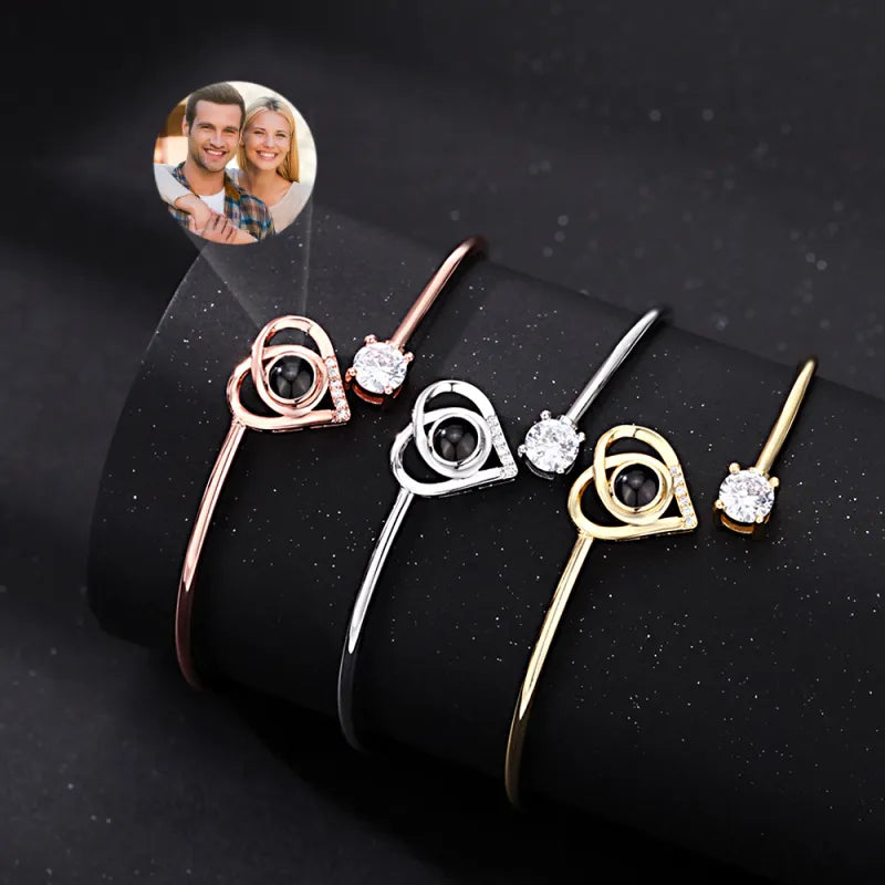 Custom Photo Projection Bracelet - Hidden Picture Heart Jewelry