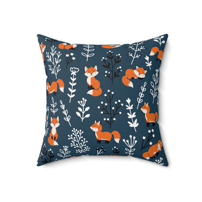 Happy Foxes Spun Polyester Square Pillow with Insert