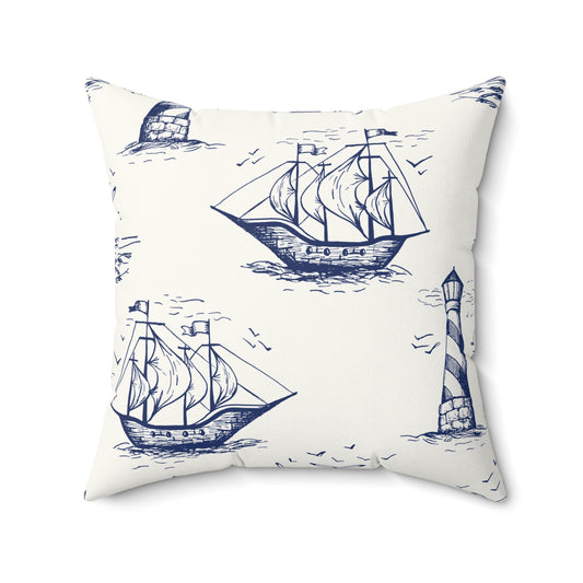 Vintage Ships Spun Polyester Square Pillow
