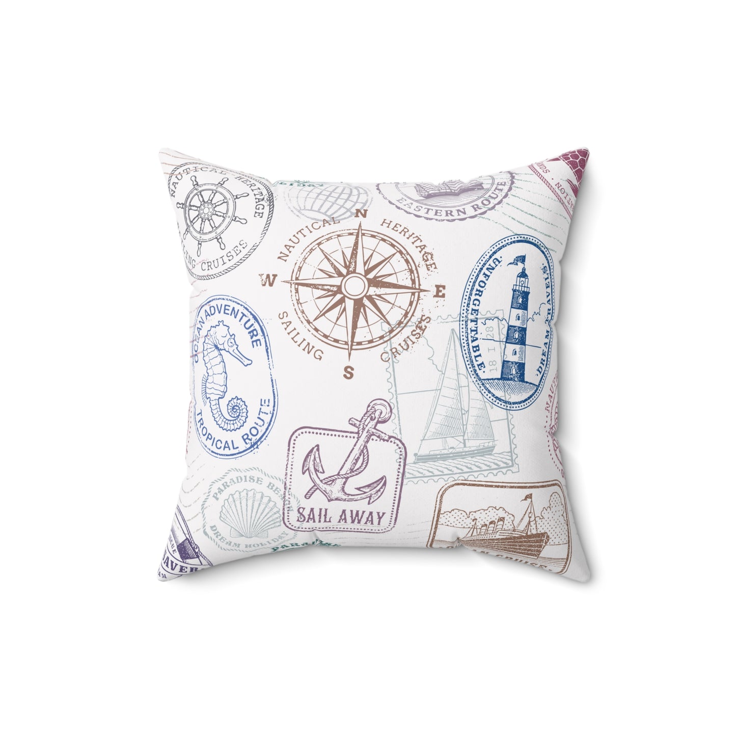Vintage Nautical Objects Spun Polyester Square Pillow