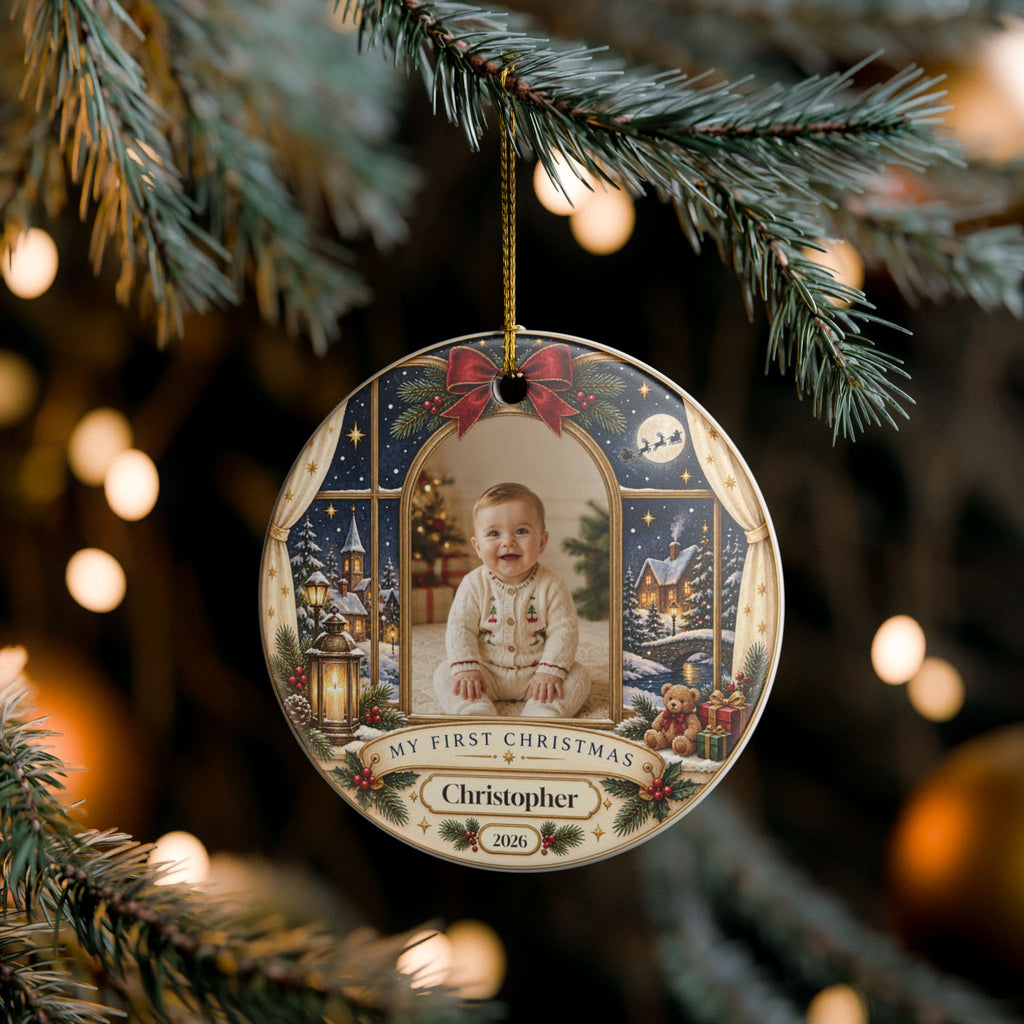 Custom Baby First Christmas Ornament with Name & Year