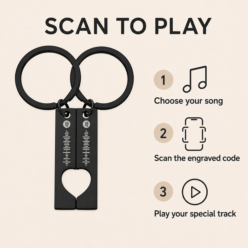 Custom Spotify Code Couples Keychain