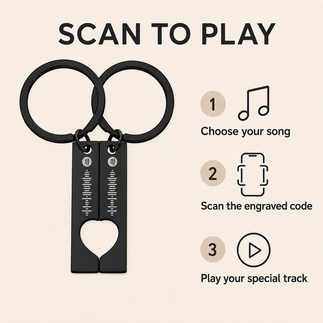 Custom Spotify Code Couples Keychain