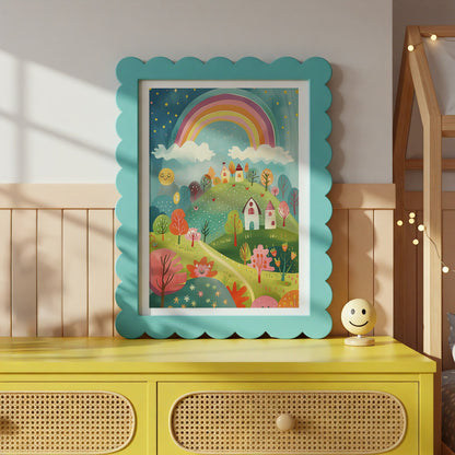 Whimsical Colorful Rainbow Village Art Print product