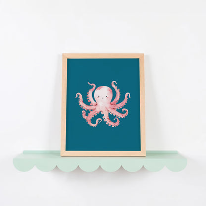 Adorable Pink Octopus Illustration Art Print product