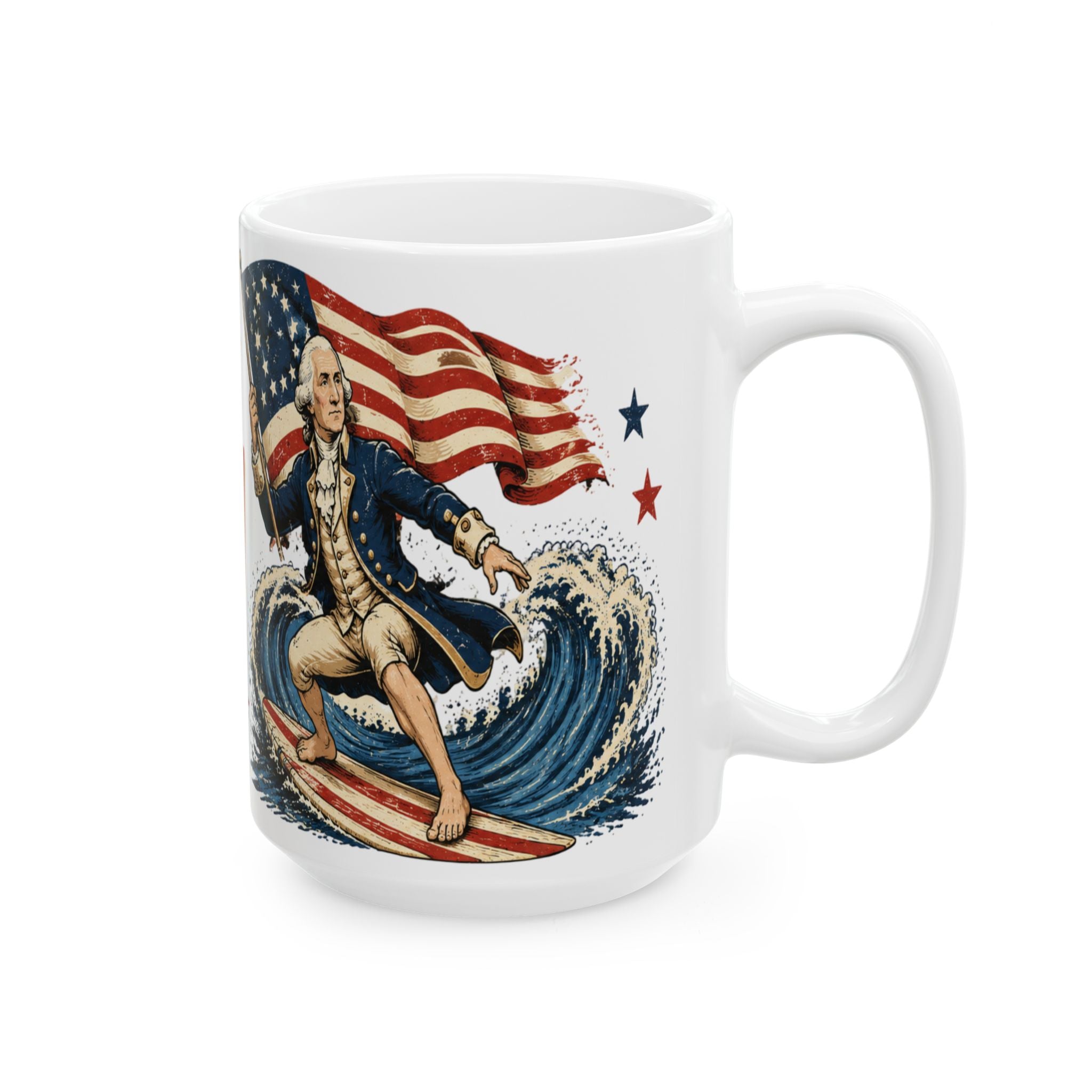 Revolutionary Surfing Patriot Mug | 11oz 15oz Ceramic Coffee Cup