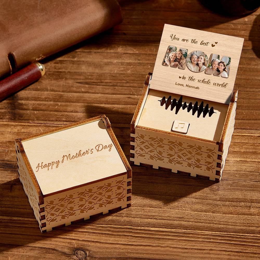 MadeMine personalized music box for mom with custom voice recording, featuring a charming design and musical playback.