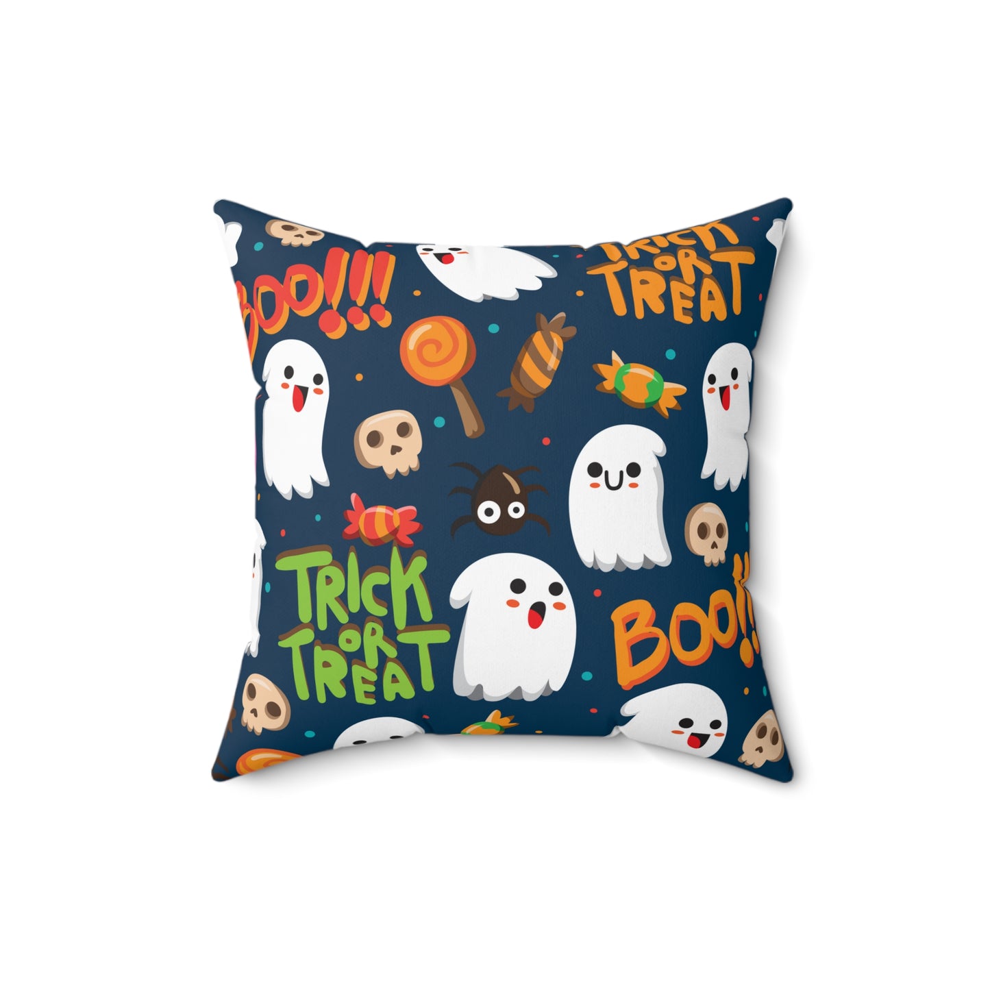 Trick or Treat Ghosts Spun Polyester Square Pillow with Insert