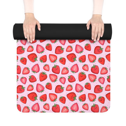 Kawaii Strawberries Rubber Yoga Mat