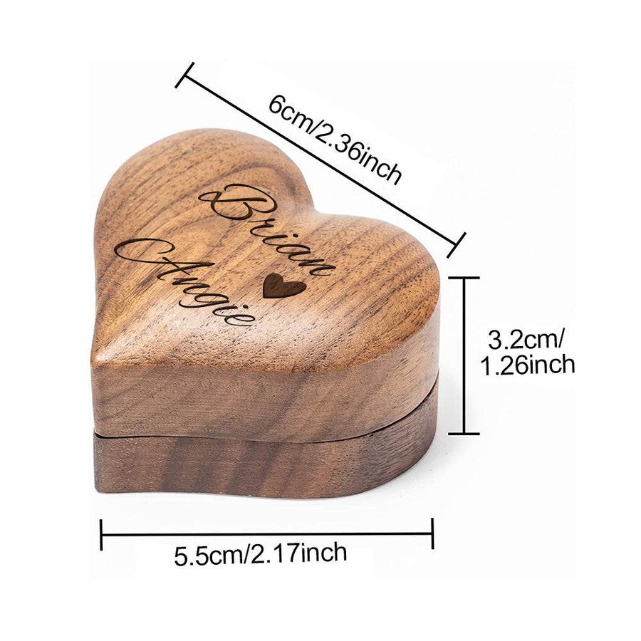 Engraved Wooden Heart Ring Box