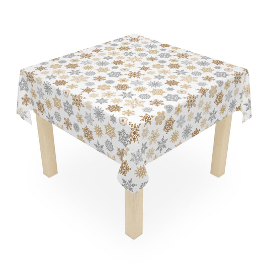 Gold and Silver Snowflakes Tablecloth