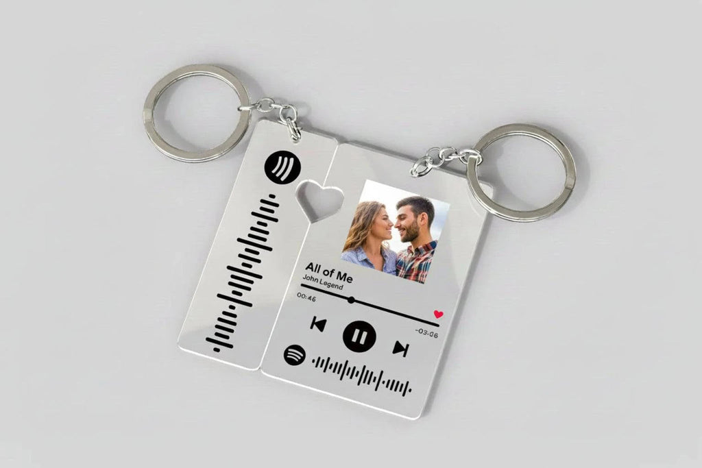 Custom Spotify keychain by Inkedjoy featuring a personalized photo on a compact metal keyring.
