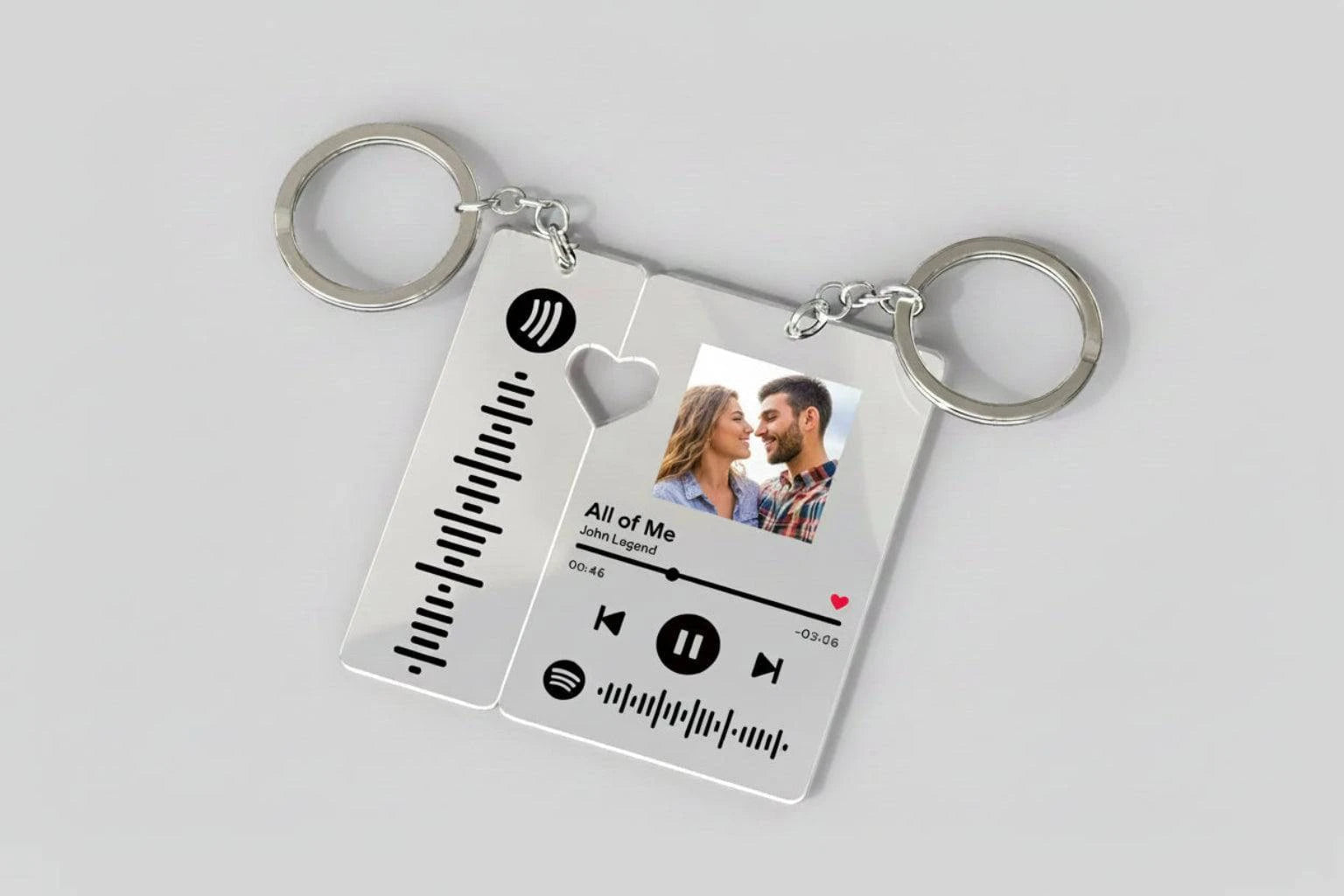 Custom Spotify keychain by Inkedjoy featuring a personalized photo on a compact metal keyring.